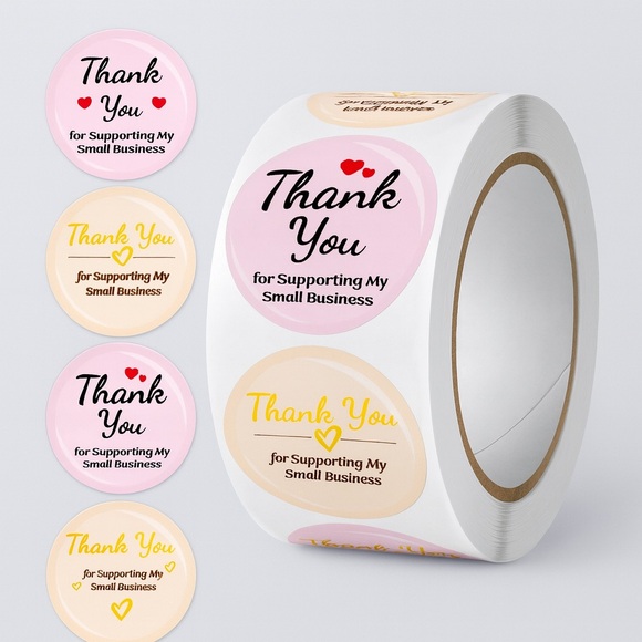 THANK YOU FOR SUPPORTING MY SMALL BUSINESS ENVELOPE SEALS LABELS STICKER 1" - Picture 1 of 3